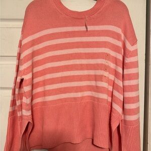 GAP Coral and Light Pink Striped Sweater